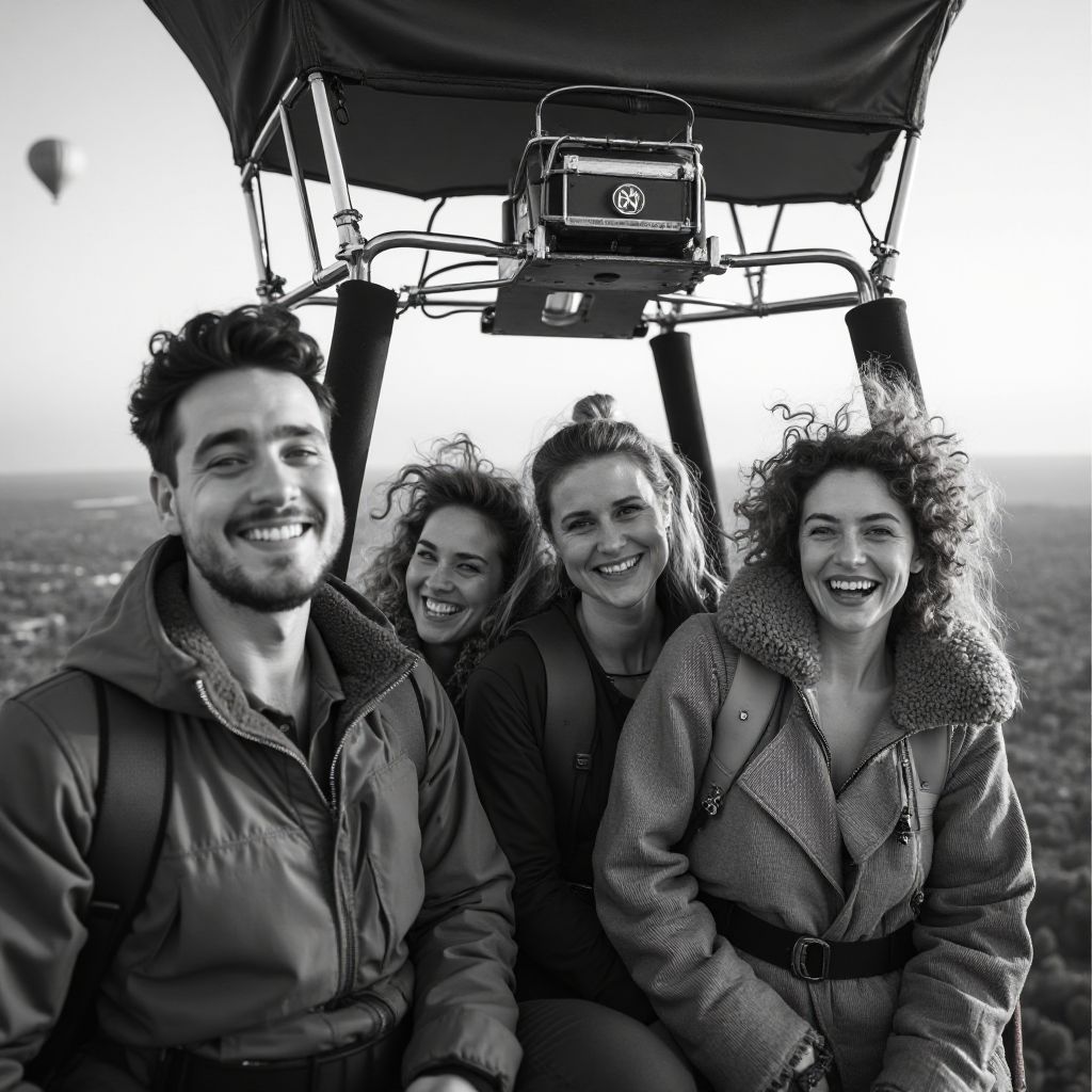 Pasażerowie w koszu balonu