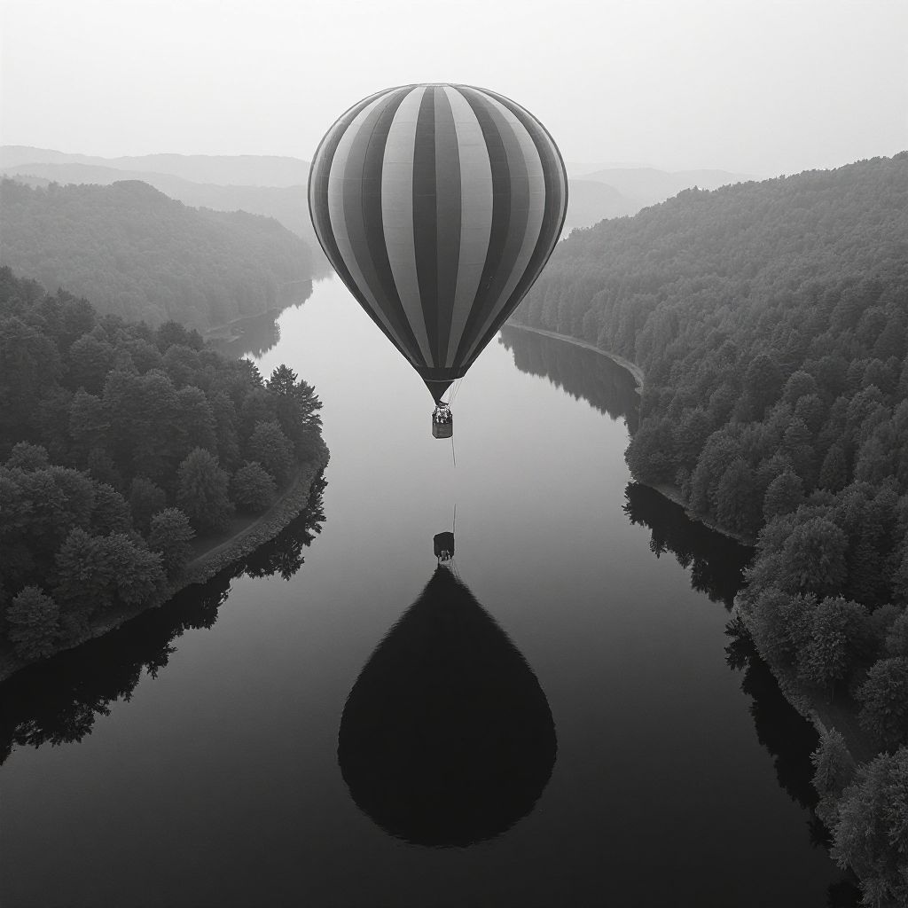 Widok z balonu na jezioro