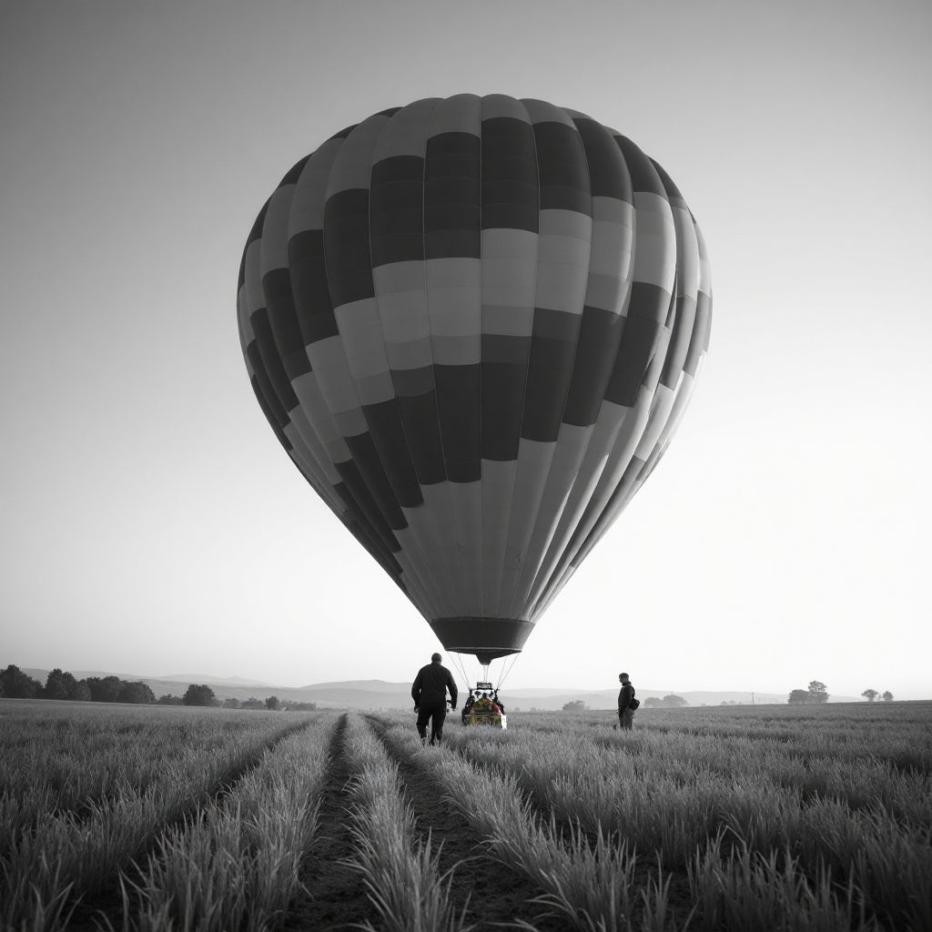 Lądowanie balonu na łące